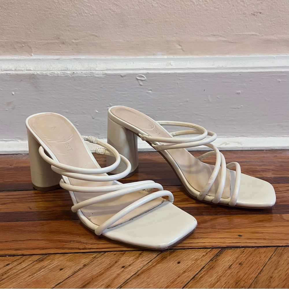 Ivory Nine West Block Heel Sandals